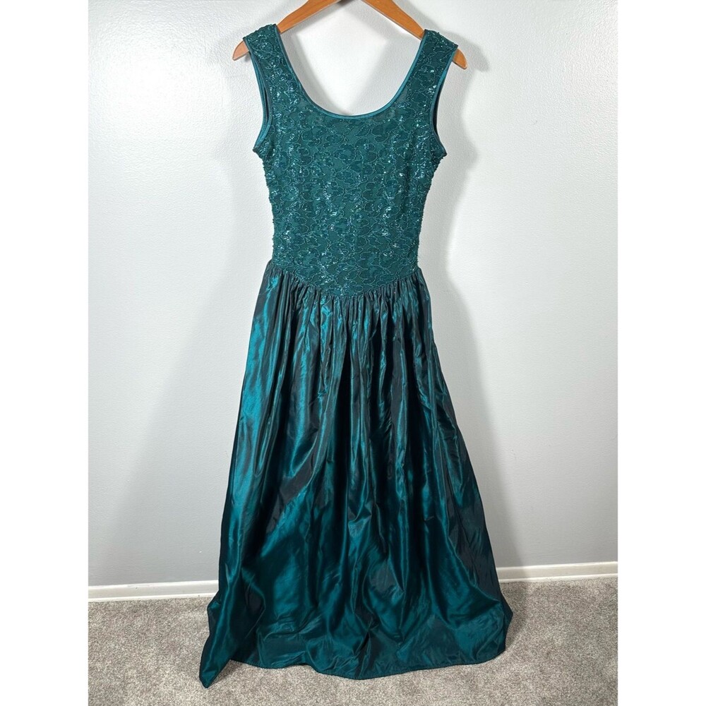 Jessica McClintock Gunne Sax Vintage Green Formal Dress Size 7/8 Prom Homecoming